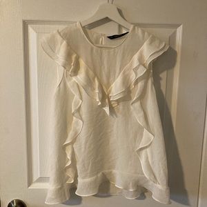 Zara - cream ruffled blouse - NWT
